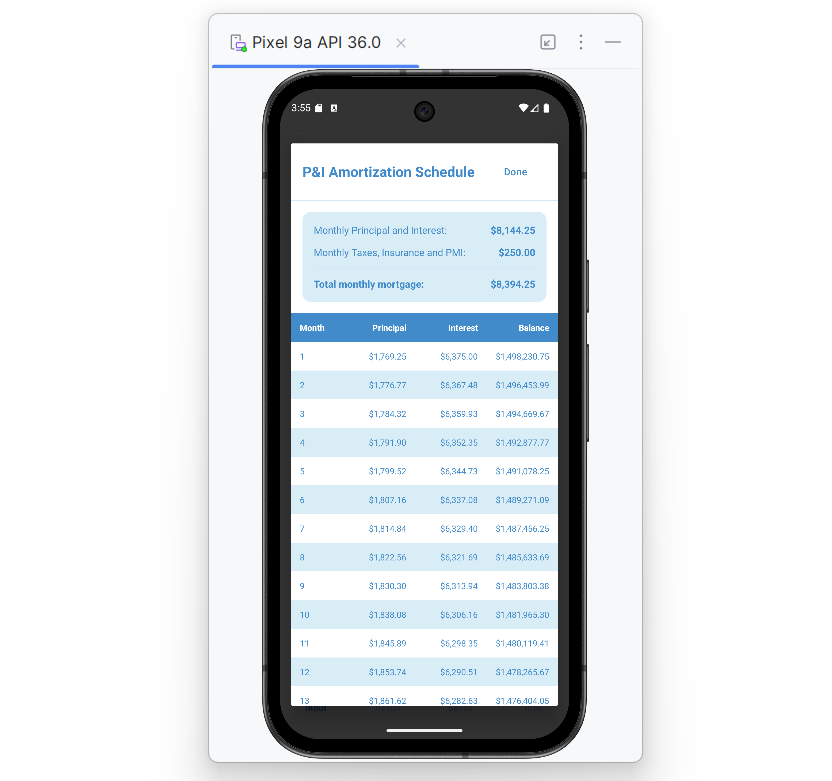 P&I Amortization Schedule