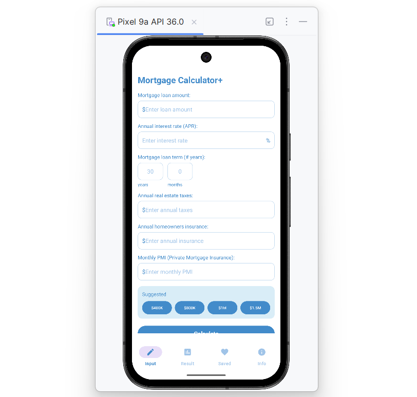 Mortgage Calculator Input